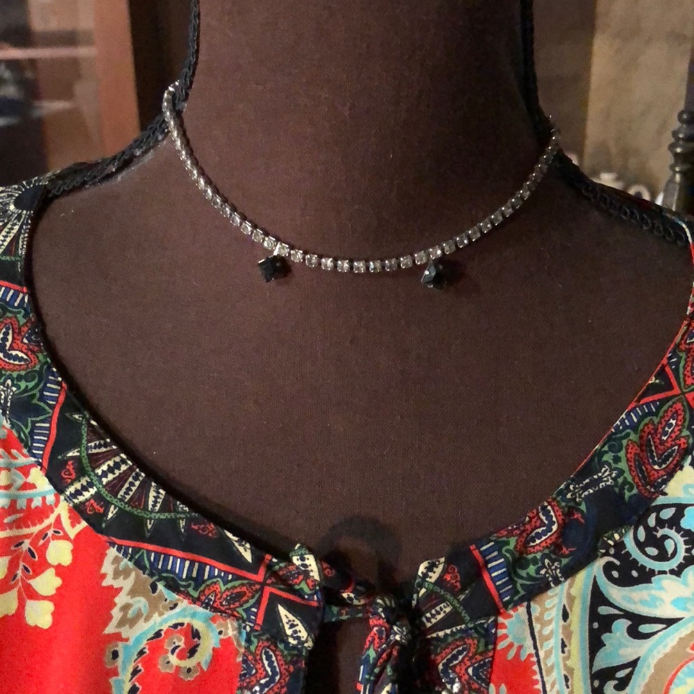 Vintage adjustable rhinestone choker 16”